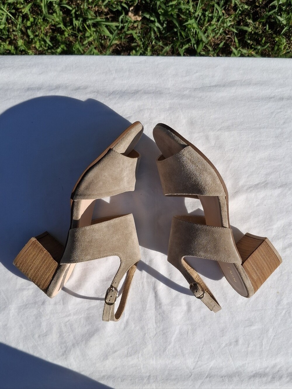 Mint Velvet Arna Natural Suede Cut Out Block Heel Round Toe Slingback Sandal 8.5 - Picture 5 of 10